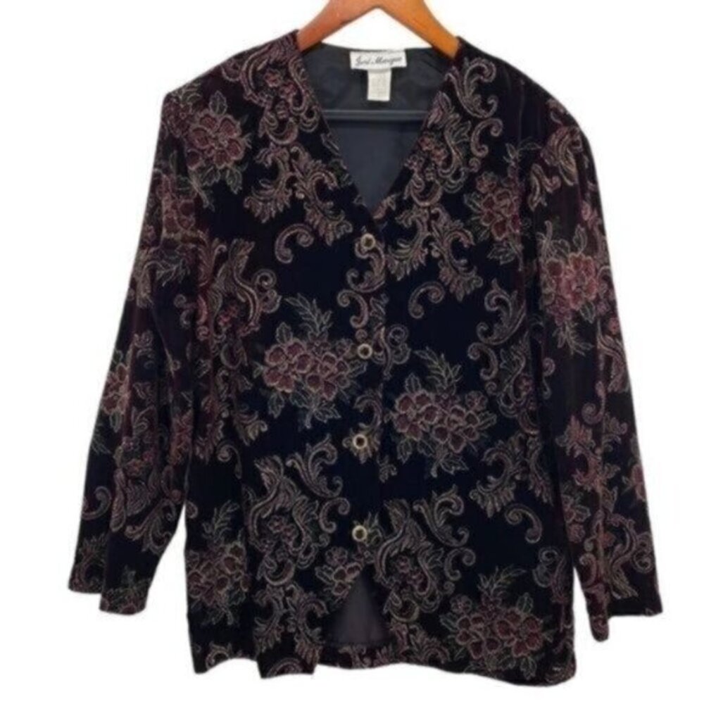 Vintage Jeri Marque Velvet Metallic Brocade Blazer Jacket